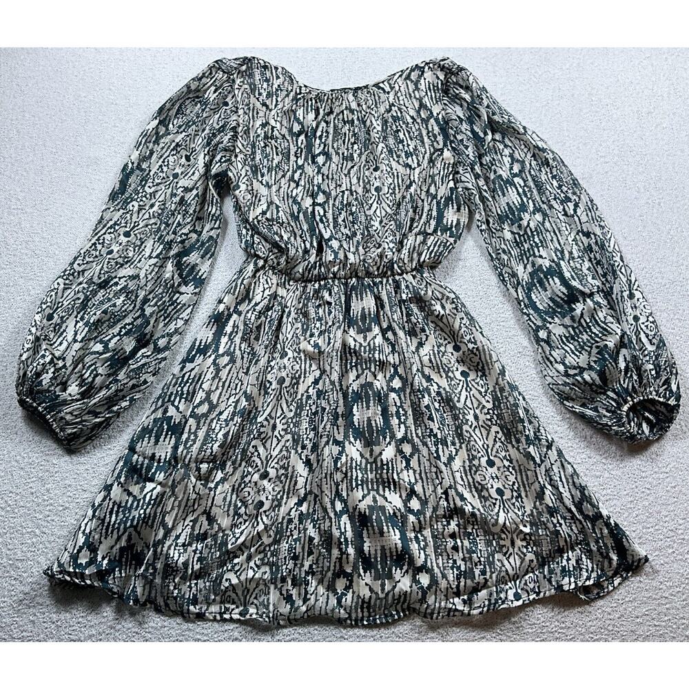 Tyche Boutique Adorable Long Sleeve Elastic Waist Mini Dress Womens Small